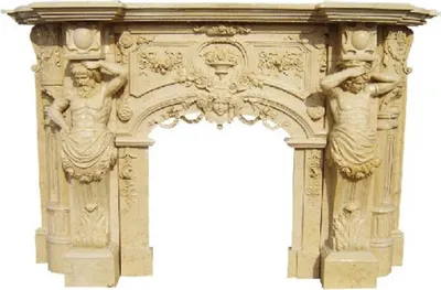 Produktbild von Casa Padrino Luxus Barock Kaminumrandung Beige 255 x 55 x H. 170 cm - Handgefertigte Kaminumrandung aus hochwertigem Marmor - Prunkvolle Barock Möbel
