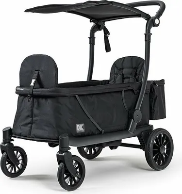 KETTLER Klappbollerwagen Compact in Schwarz mit integriertem Sonnenschutz, ergonomischen Sitzen und robusten Rädern für den komfortablen Transport von Kindern und Gepäck. Ideal für Outdoor-Abenteuer und Familienausflüge.