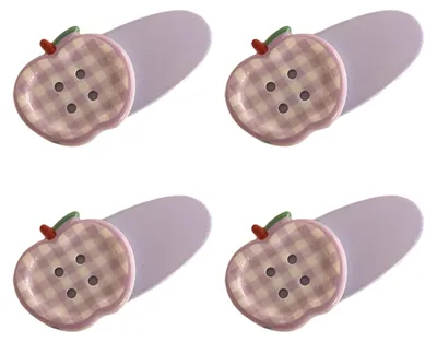 Produktbild von 4er-Pack Haarspangen für Mädchen, Macaron-Creme-Farbe, Karomuster, Fruchtknopf-Design, leichte, stabile Haarspangen, kopfhautschonend