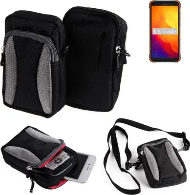 Produktbild von K-S-Trade Holster Schutz Hülle kompatibel mit Blackview BV4900S Handy Hülle Gürteltasche Umhängetasche mit Zusatzfach schwarz