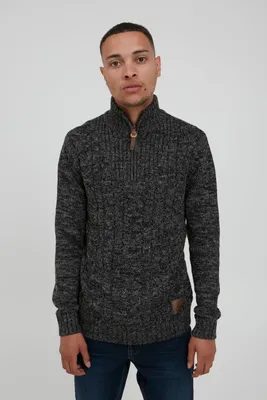 Produktbild von SOLID SDPankraz Herren Strickpullover Troyer Grobstrick Pullover mit Zopfstrickmuster Reißverschluss 100% Baumwolle Regular fit