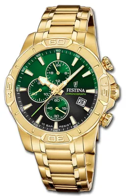 Imagen del producto de Reloj Festina para hombre, modelo Timeless, cronógrafo, correa de acero inoxidable, color dorado, referencia D3UF20705/6