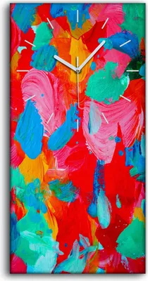 Produktbild von Wandbild Leinwand Bilder mit Uhr Geräuschlos 30x60 Abstrakte Malerei Aquarell - weiße Hände