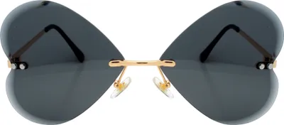 Produktbild von Luxus Festivalbrille Herzbrille Oversize Schwarz Gold Herzform Sonnenbrille Rahmenlos Facettenschliff Luxxada ®