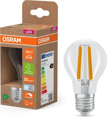 Zdjęcie produktu dla Żarówka LED A60 E27 3.8W = 60W 806lm 4000K Neutralna 320° Ściemnialna CLASSIC Osram