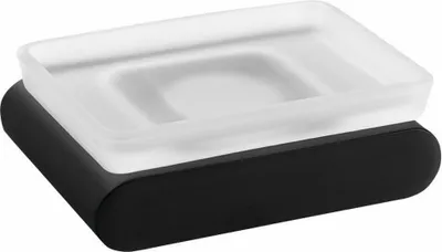 Produktbild von Sapho FLORI Seifenschale, Milchglas, Schwarz matt