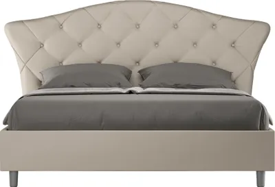 Produktbild von ITYHOME - Gepolstertes Bett ohne Lattenrost 160x210 mit Kunstlederbezug Taubengrau Langre