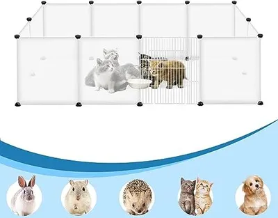 Zdjęcie produktu dla NAIZY wybieg zewnętrzny dla królików z drzwiami wybieg dla świnek morskich wybieg zewnętrzny wybieg dla małych zwierząt wybieg zewnętrzny wybieg dla chomików wybieg dla królików wybieg zewnętrzny biały półprzezroczysty (145x75x48 cm)