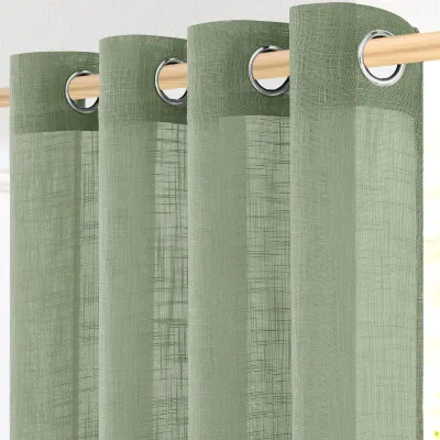 Linnenlook Gardinen Set 2er, salbeigrün, 225x140 cm