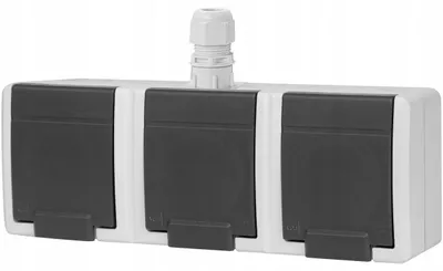 Image de AQUANT 2K prise de courant triple encastrée avec mise à la terre 3x2P+Z IP65 gris
