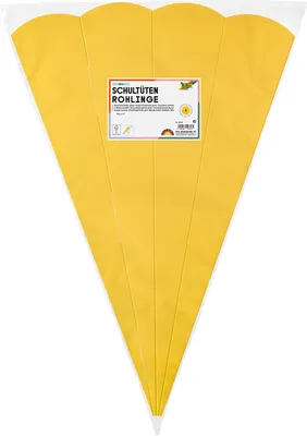 Produktbild von Schultüten Rohling - 68 cm sechseckig gelb 5er Pack.
