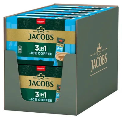 Produktbild von JACOBS Löskaffee 3in1 Typ Ice Coffee Eiskaffee 12x 10 Getränke Kaffeesticks