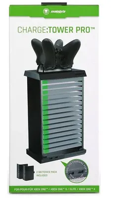 Zdjęcie produktu dla Snakebyte Charge: Tower Pro+ 2 Battery Packs, PlayStation 4, Czarny, Ładowanie, Sony, DualShock 4