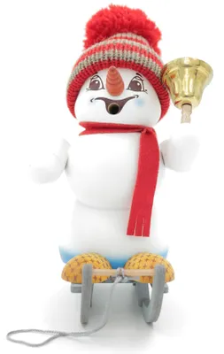 Produktbild von Kuhnert Erzgebirge - Schneemann Räuchermann,-figur,-männchen 19cm - Schlitten