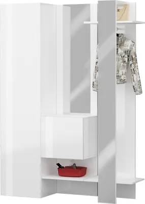 Produktbild von Kompaktgarderobe >Anzio< in Weiß Hochglanz - 140x191x35cm (BxHxT)