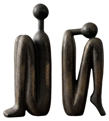 Bücherstützen abstrakte Denker-Statuen aus Harz, 2 Stück, 23 cm