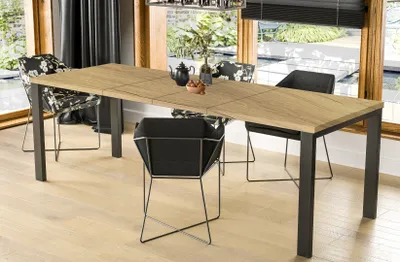 Produktbild von Endo-Moebel Esstisch Garant 130cm - 220cm Metall ausziehbar erweiterbar Metallgestell Küchentisch (Natur Eiche)