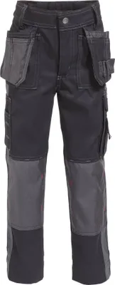 Obrázok produktu pre DASSY® Seattle Kids Dvojfarebné pracovné nohavice s puzdrovými vreckami BLACK/CEMENT GREY Veľkosť 128 Dĺžka: STANDARD