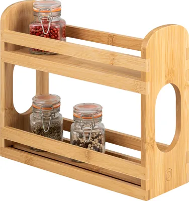 Produktbild von eluno ausziehbares Gewürzregal mit 2 Etagen aus Bambus 29 x 10 x 24,5 cm