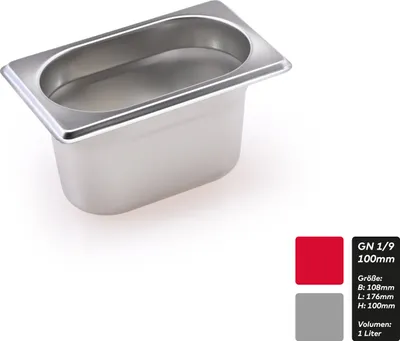 Produktbild von GN Behälter Gastronorm 1/9 Edelstahl 100 Millimeter