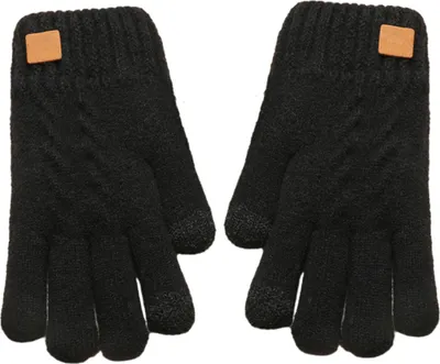 Produktbild von Damen-Winterhandschuhe mit Touchscreen, dicke, warme Doppelstrickhandschuhe
