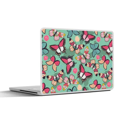 Produktbild von MuchoWow® Laptop Aufkleber Sticker Cover Schmetterlinge - Muster - Frühling 30x22 cm - Laptop-Sticker
