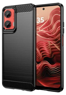 Produktbild von Für Motorola Moto G35 5G Carbon Fiber Brushed Design Textur TPU Hülle Schwarz