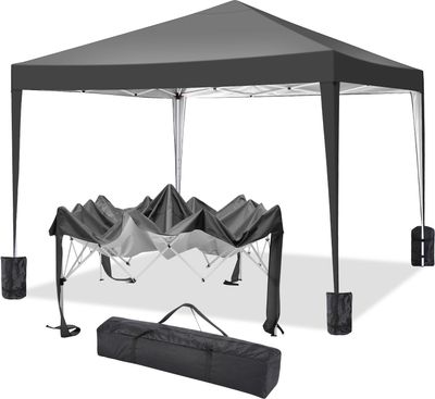 Faltpavillon 3x3m Pop Up Pavillion Gartenzelt Gartenpavillon Partyzelt UV-Schutz 50+ Wasserdicht, inkl .Tasche, 4 Sandsack, schwarz