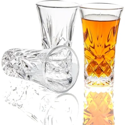 Image de Verres à tequila avec fond épais, capacité de 60 ml, lot de 3, en verre sans plomb, hauteur de 8,9 cm