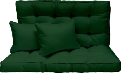 Obrázek produktu pro Sedák na houpačku 120 x 50 cm, dvoumístný, silně čalouněný, zelený, zahradní lavička, balkon, sada polštářů [133]