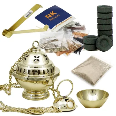 Räucherstövchen-Set Gold, 14-teilig, mit Zubehör