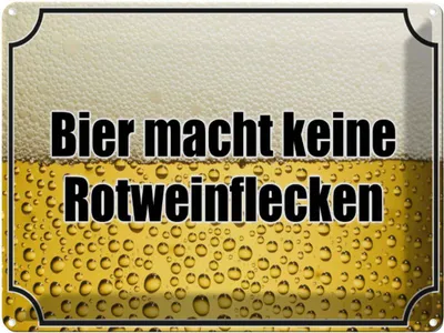 Produktbild von vianmo Blechschild 30x40 cm Bier keine Rotweinflecken Spruch Zitat