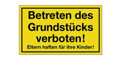 Produktbild von Hinweiszeichen Grundstück betreten verboten L250xB150mm gelb schwarz Ku.