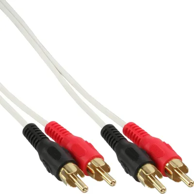 Produktbild von InLine® Cinch Kabel, 2x Cinch, Stecker / Stecker, weiß / gold, 3m