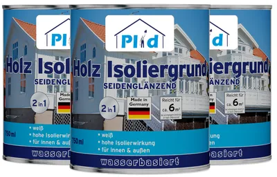 Produktbild von Plid Holz-Isoliergrund 2,25l Weiß für 18m² / Sperrgrund für Holzfarbe - Holzgrundierung für Wetterschutzfarbe sperrt Holzinhaltsstoffe ab