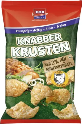 Produktbild von XOX Knabberkrusten Schweineschwarten frittiert und gewürzt Packung 50g