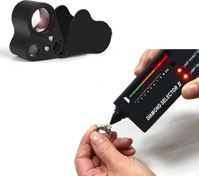 Produktbild von Juwelier-Werkzeugset, Diamant-Selektor – tragbarer Diamanttester + 30-fache und 60-fache, faltbare Juwelierlupe mit hellem LED-Licht