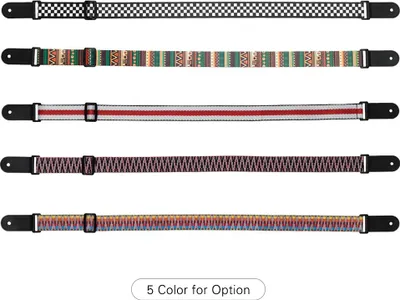 Produktbild von Verstellbarer Ukulele-Gurt aus weichem Polyester mit gewebtem Druckmuster, Schultergurt mit Hängeseil für