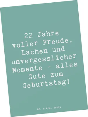 Produktbild von Mr. & Mrs. Panda Grußkarte Spruch 22. Geburtstag Freude - Meeresbrise - Geschenk, Fotokarte, Lachen, Ansichtskarte, Postkarten, Kunstkarten, Meilenstein, Postkarte, Feier