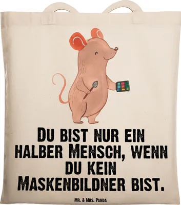 Produktbild von Mr. & Mrs. Panda Einkaufstasche Maskenbildner Herz - Transparent - Geschenk, Kosmetiker, Visagist, Ausbildung, canvas tasche, Laptoptasche, Shopping, Jutetasche