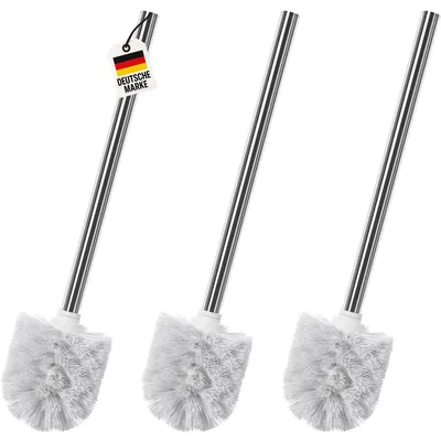 Obrázek produktu pro Sada tří toaletních kartáčů, bílé barvy, s vyměnitelnou hlavicí, průměr 7,8 cm