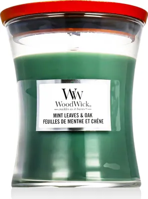 Obrázek produktu pro WoodWick Medium Hourglass Candles vonná svíčka Mint Leaves & Oak 275 g