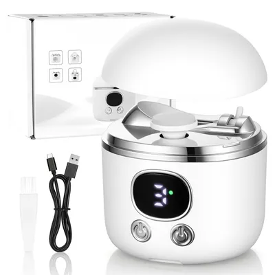 Produktbild von Elektrischer Nagelknipser 3-in-1, Nageltrimmer mit LED-Licht & Lupe, 3 Stufen, Dual-Klinge, Polieren und Schleifen, USB-C, für Kinder & Senioren