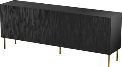 Produktbild von Furniture24 Sideboard 190 cm JUNGLE mit 4 Türen Kommode Wohnzimmerschrank Schrank Schwarz