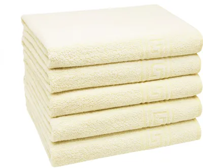 Produktbild von 5er Set Duschtücher 70% Baumwolle, 30% Polyester, 70x140 cm, gelb