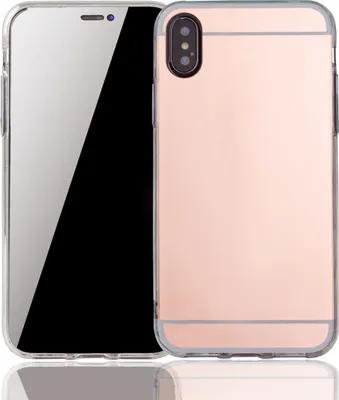 Imagen del producto de Funda para iPhone XR, con espejo, de silicona suave, color rosa dorado