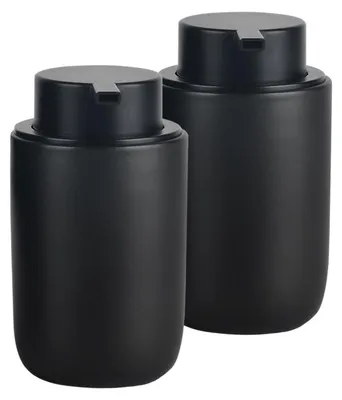Immagine prodotto di Distributore di sapone in Vetroceramica, ricaricabile, capacità 350 ml, colore nero, con erogatore grande, senza BPA, ideale per cucina e bagno
