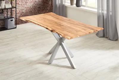 Produktbild von Esstisch Baumkante massiv Akazie natur 300 x 100 silber HELENE
