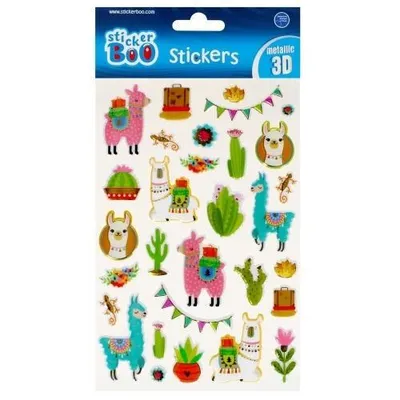 Produktbild von BOO 3D Llama Aufkleber Set, 30 Stück, für Kinder zum Basteln und Sammeln