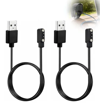 Immagine prodotto di 2 cavi di ricarica per smartwatch, magnetici, con connettore a 2 pin da 4 mm, lunghezza 60 cm